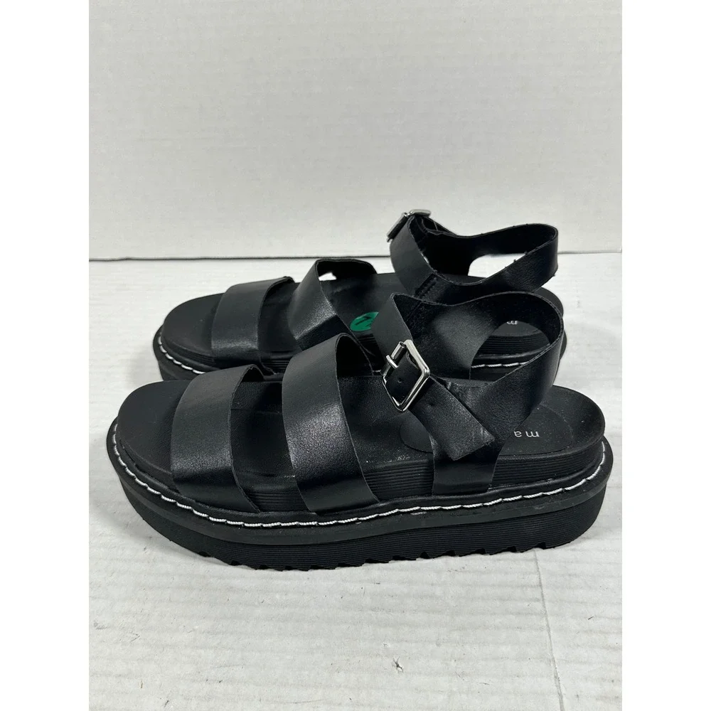 Madden Girl Black Platform Sandals Triple Strap Buckle Slingback Size 7.5 NEW
